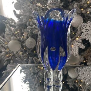 Bohemia Glass Blue Vase